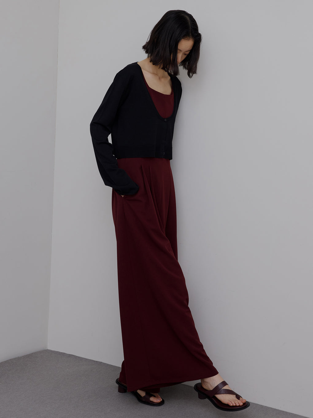 AMERI LOW BASIC SHORT KNIT CARDIGANグレー新品 LOW BASIC SHORT KNIT CARDIGAN