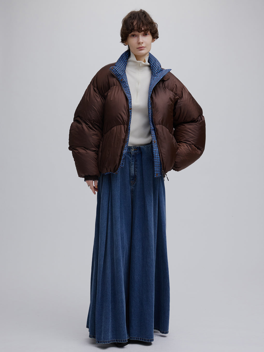 NANGA × Ameri REVERSIBLE HOUNDSTOOTH DOWN COAT