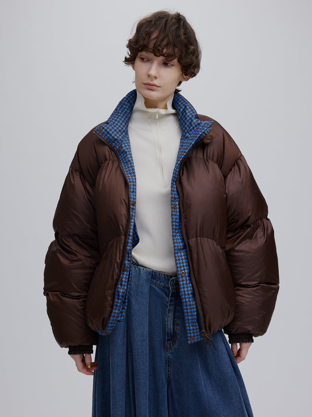 NANGA × Ameri REVERSIBLE HOUNDSTOOTH DOWN COAT