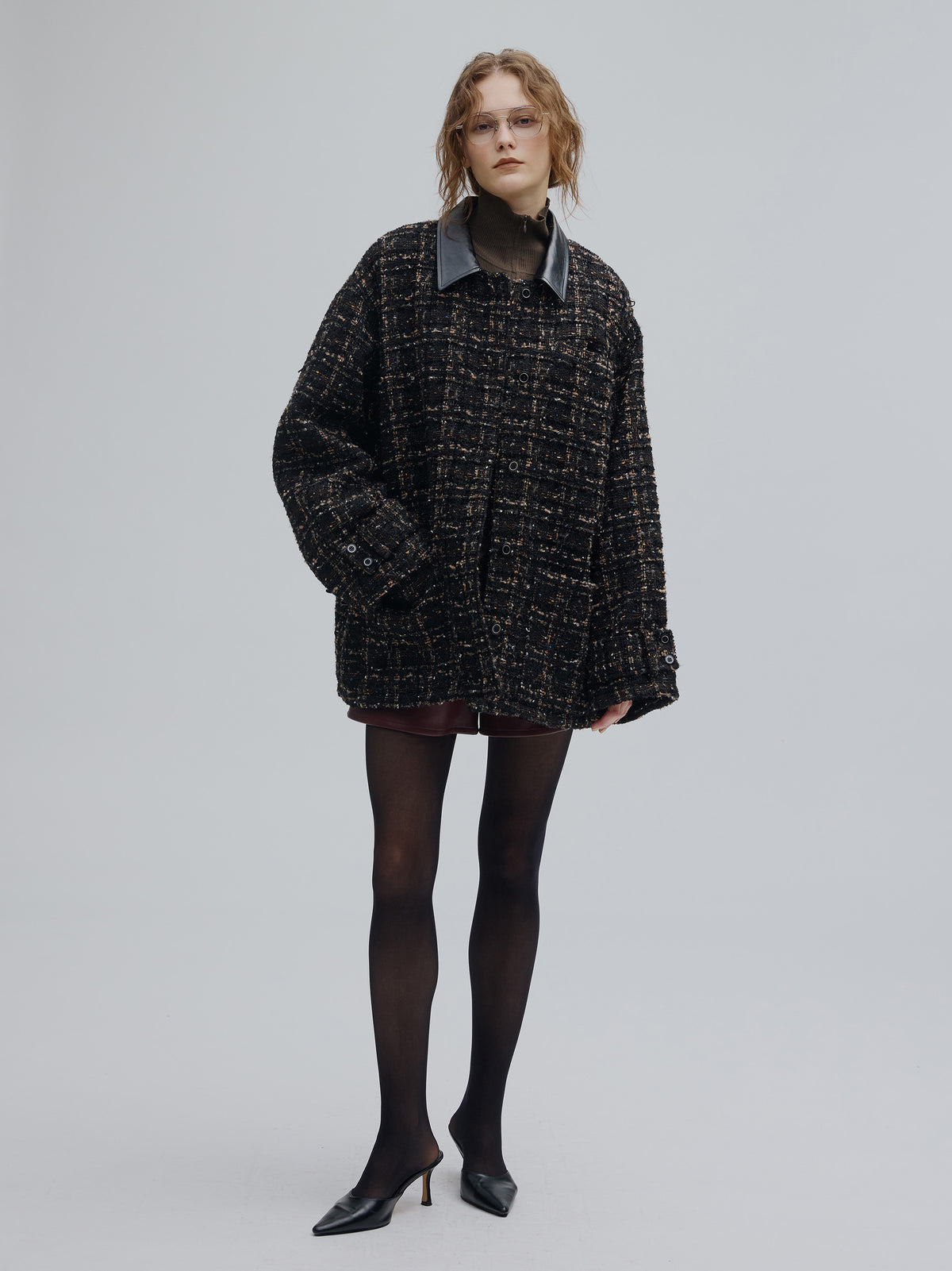 SYNTHETIC LEATHER SHORT PANTS