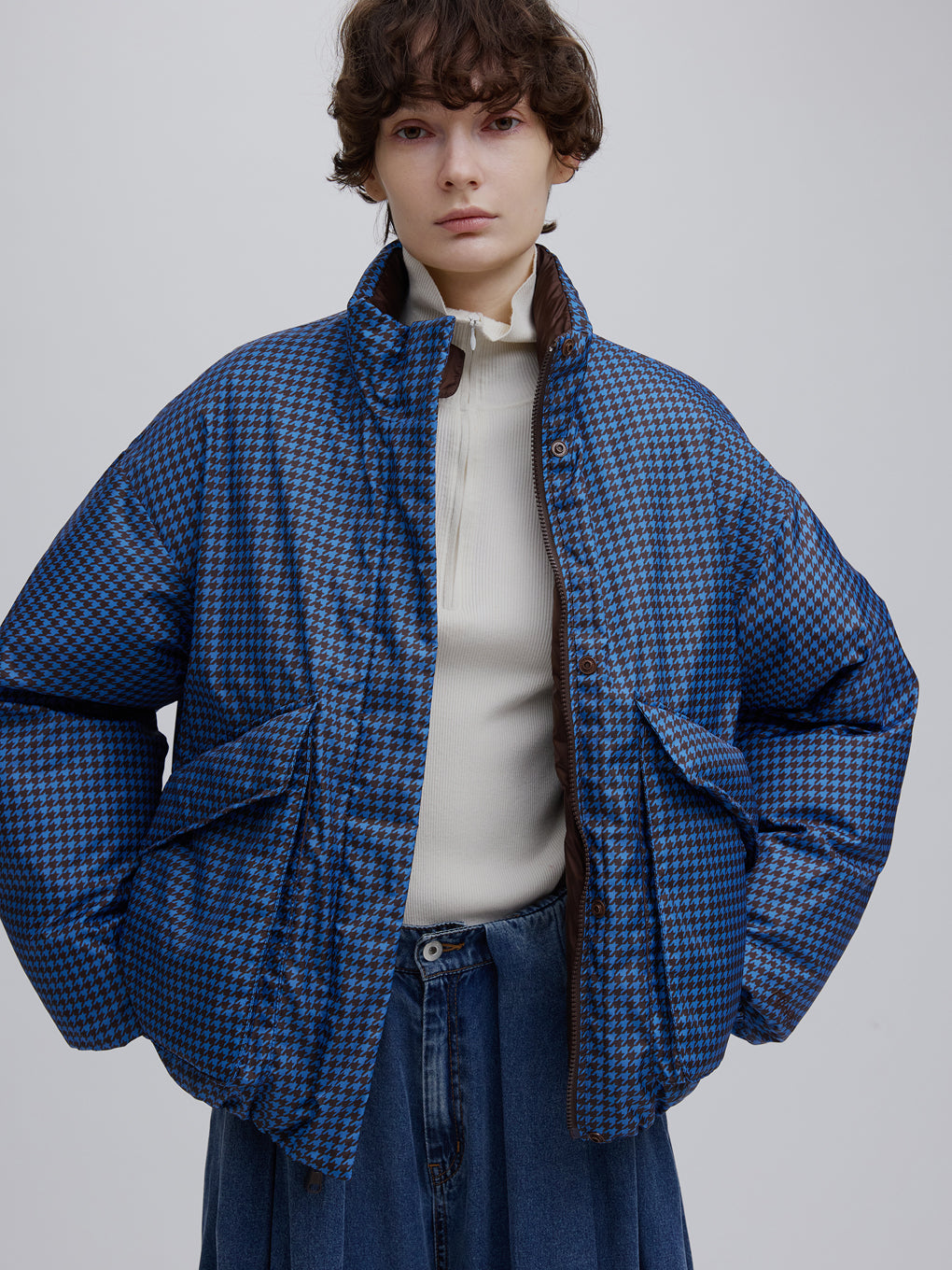 NANGA × Ameri REVERSIBLE HOUNDSTOOTH DOWN COAT