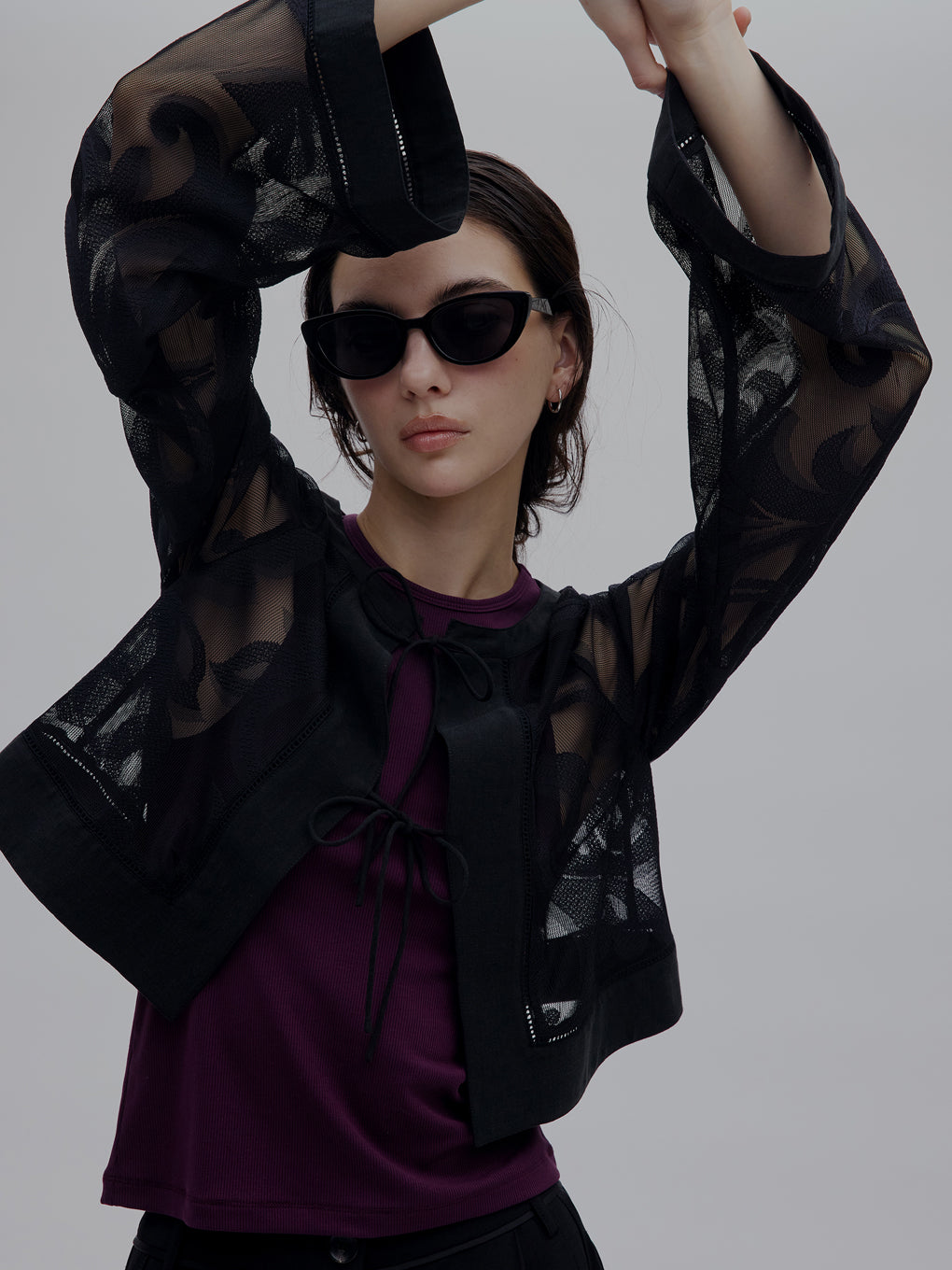 MEDI SHEER DAMASK JACQUARD BLOUSE