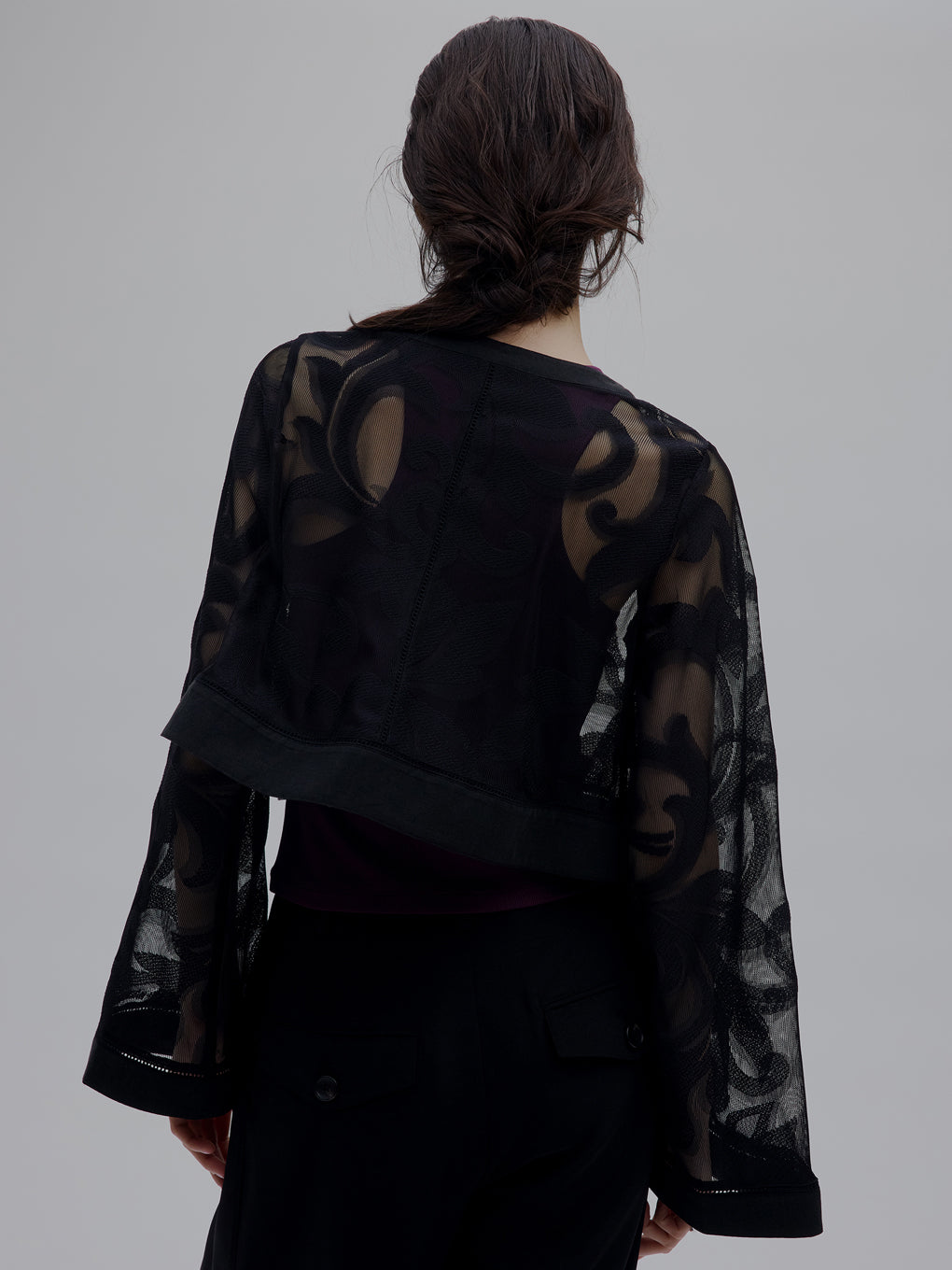 MEDI SHEER DAMASK JACQUARD BLOUSE