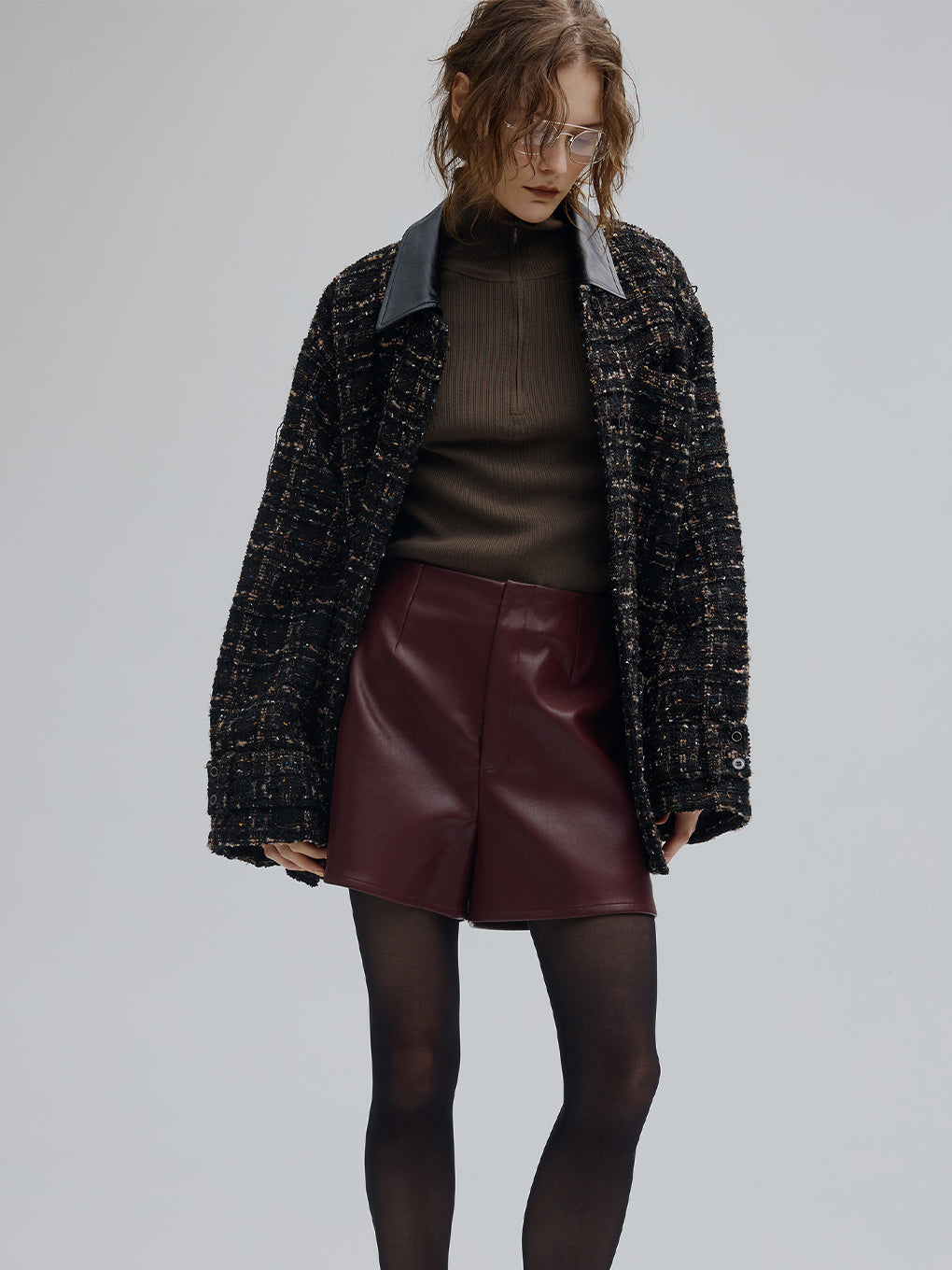 SYNTHETIC LEATHER SHORT PANTS