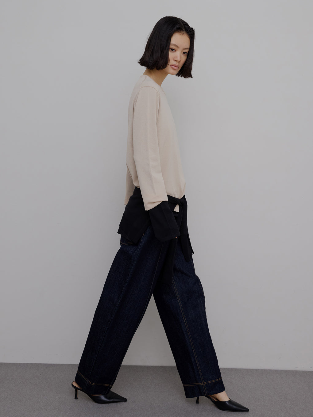 LOW BASIC LONG SLEEVE KNIT TOP