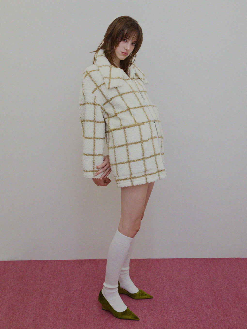 UND WINDOWPANE ZIPUP MIDI COAT