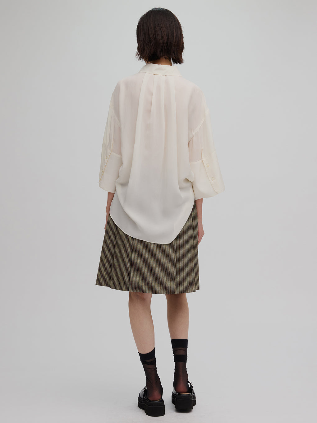 WIDE CUFFS SLEEVE CUPRO BLOUSE