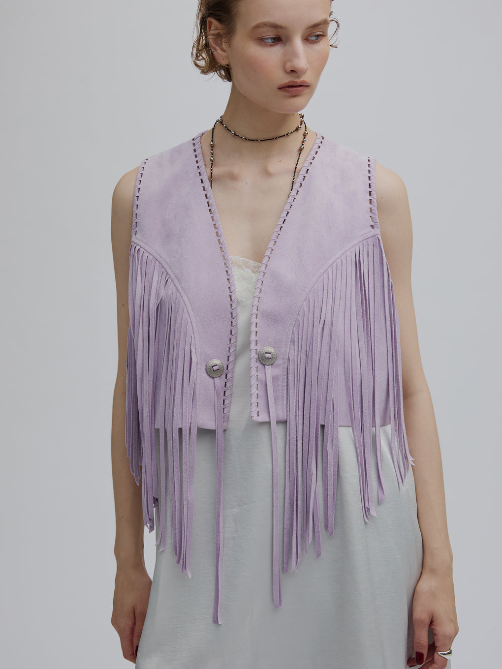 WESTERN FRINGE SYNTHETIC SUEDE VEST