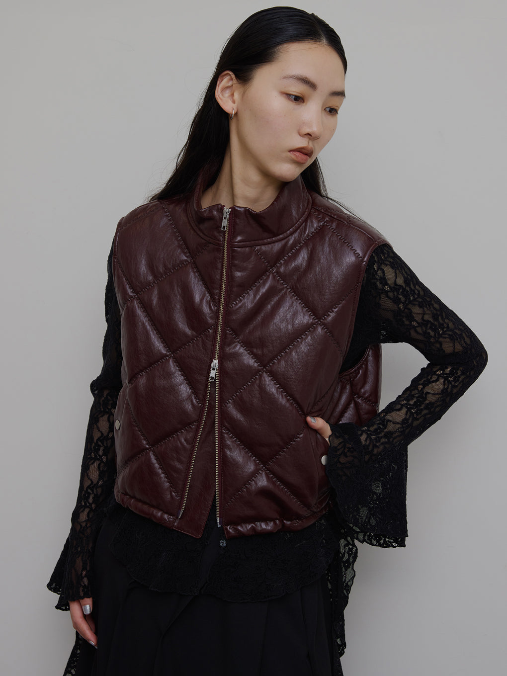 ジャケット・アウター Ameri SYNTHETIC LEATHER QUILTING VEST SYNTHETIC LEATHER QUILTING MINI VEST