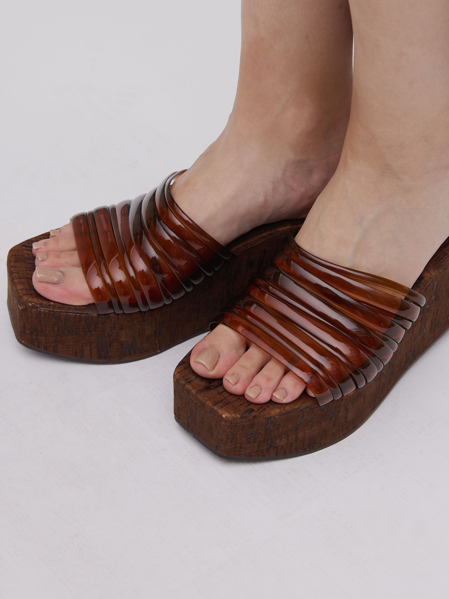 CLEAR TUBE CORK SANDAL