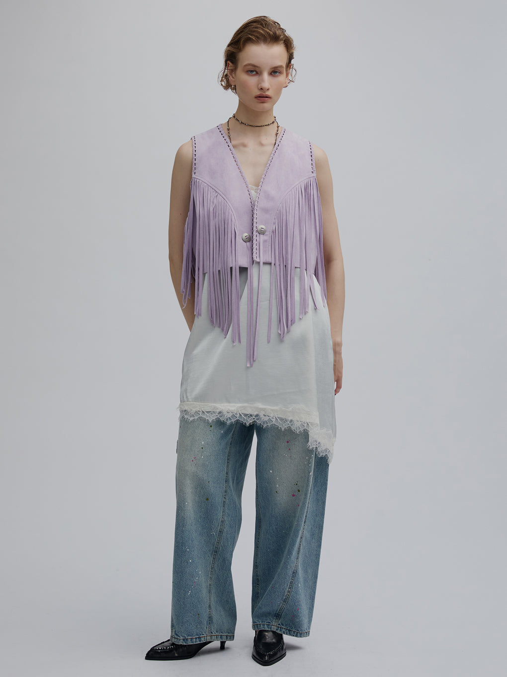 WESTERN FRINGE SYNTHETIC SUEDE VEST