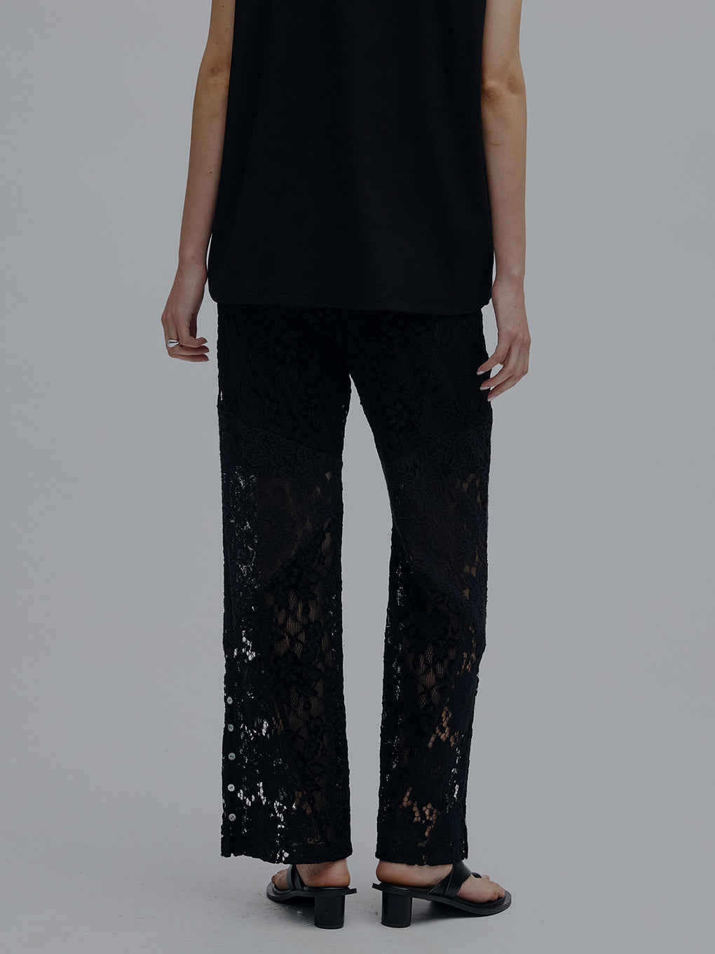 MEDI TEXTURE MIX LACE SEMI FLARE PANTS