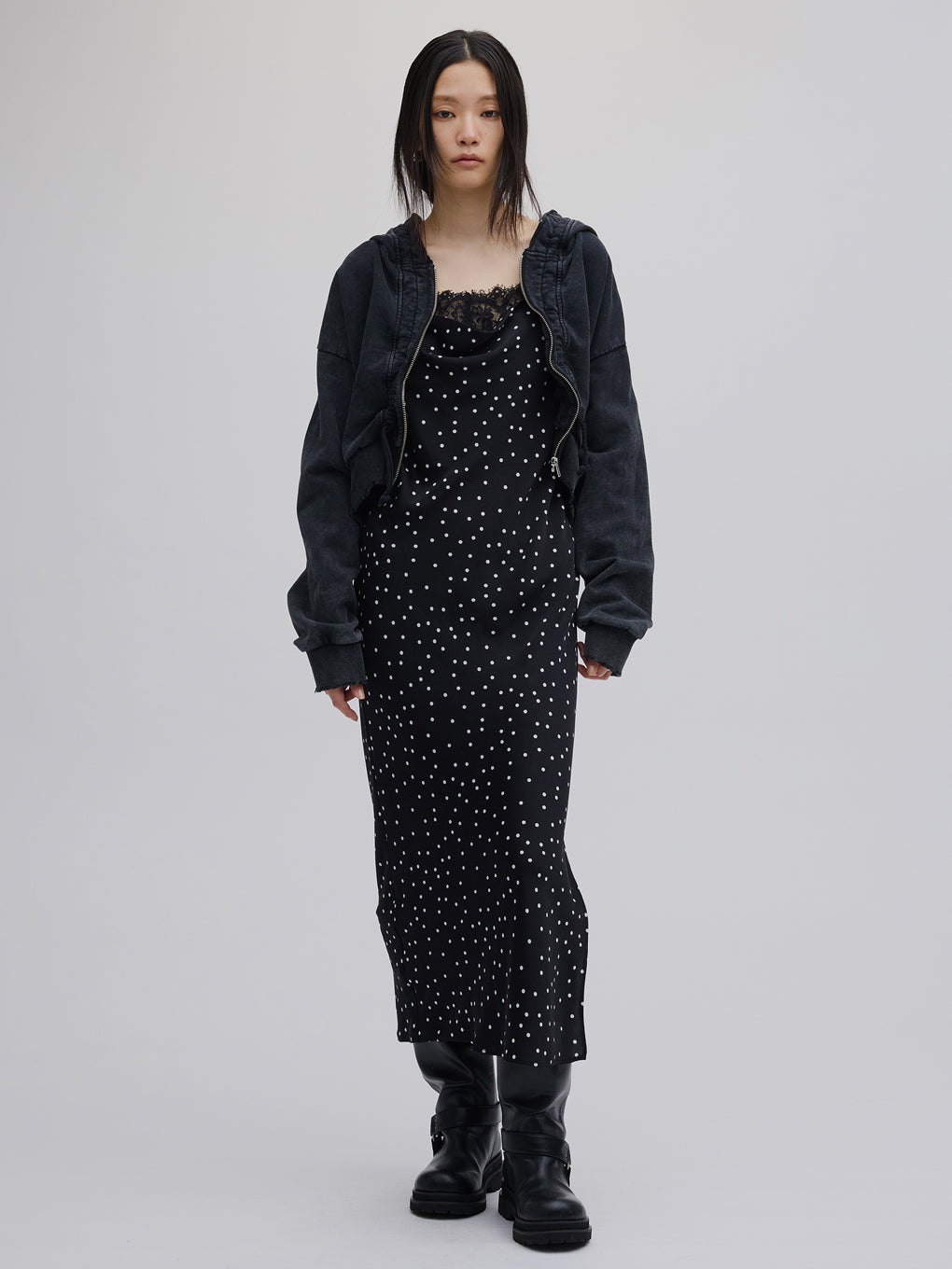 RANDOM DOT SHEER LAYERED DRESS