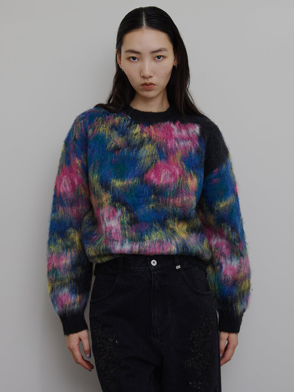 トップス AMERI WILTED FLOWER MOHAIR JACQUARD KNIT WILTED FLOWER MOHAIR JACQUARD KNIT TOP
