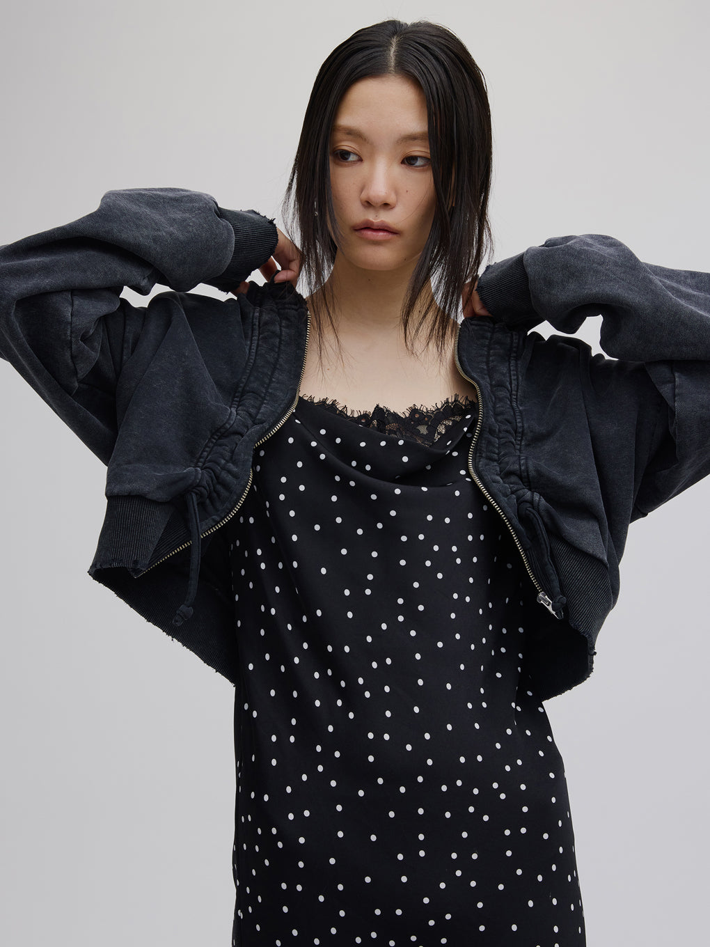 RANDOM DOT SHEER LAYERED DRESS