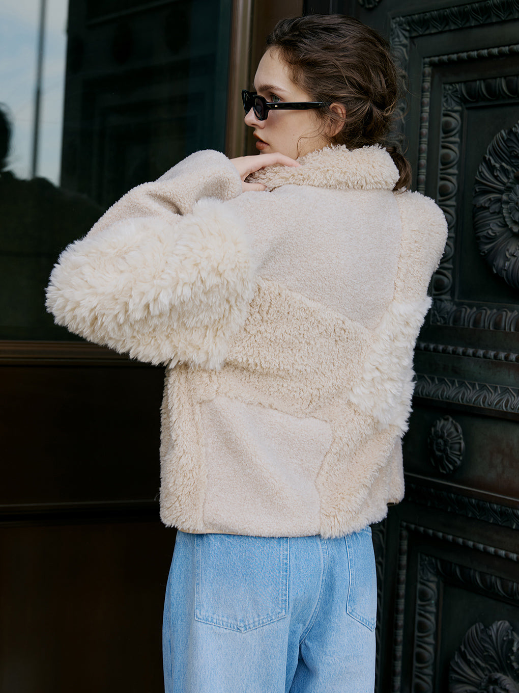PATCHWORK BOA FUR TEDDY JACKET