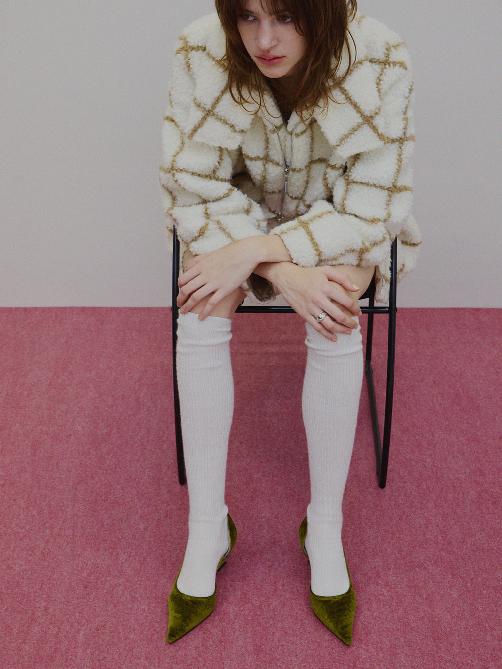 UND WINDOWPANE ZIPUP MIDI COAT