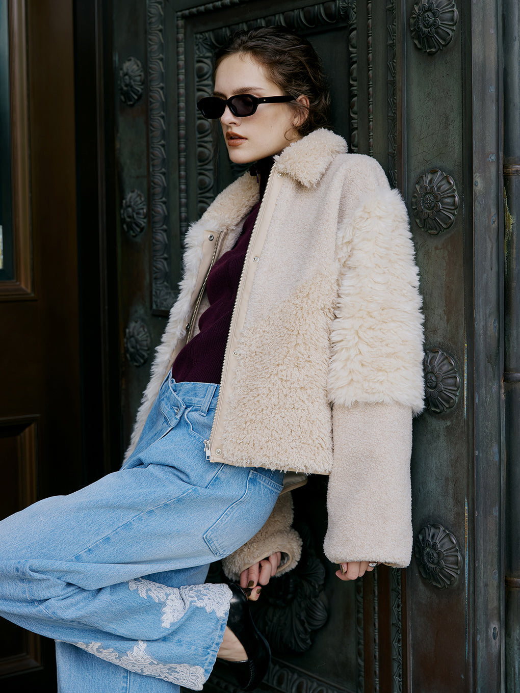 PATCHWORK BOA FUR TEDDY JACKET
