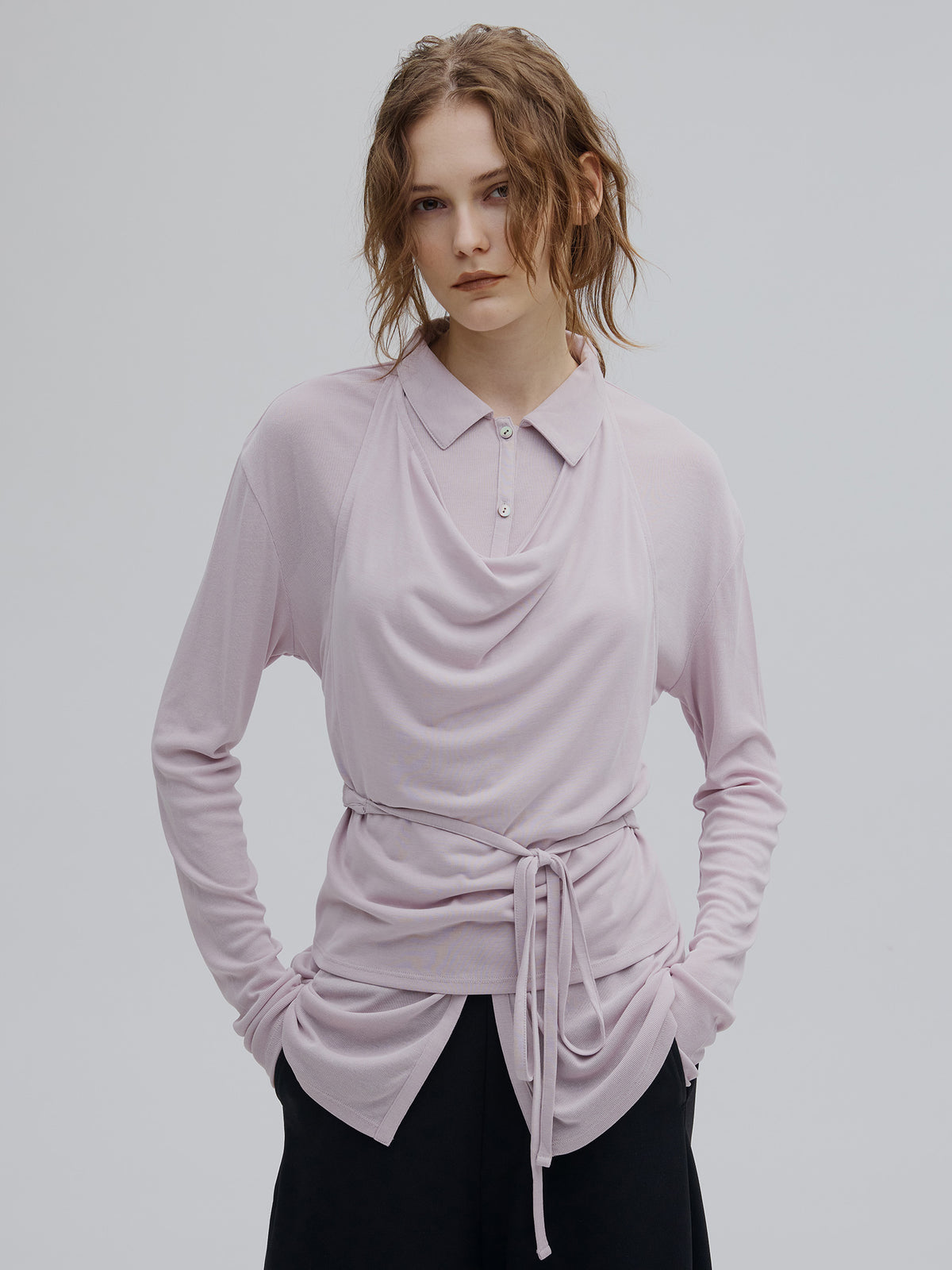HALTER DRAPE DOCKING CUT TOP