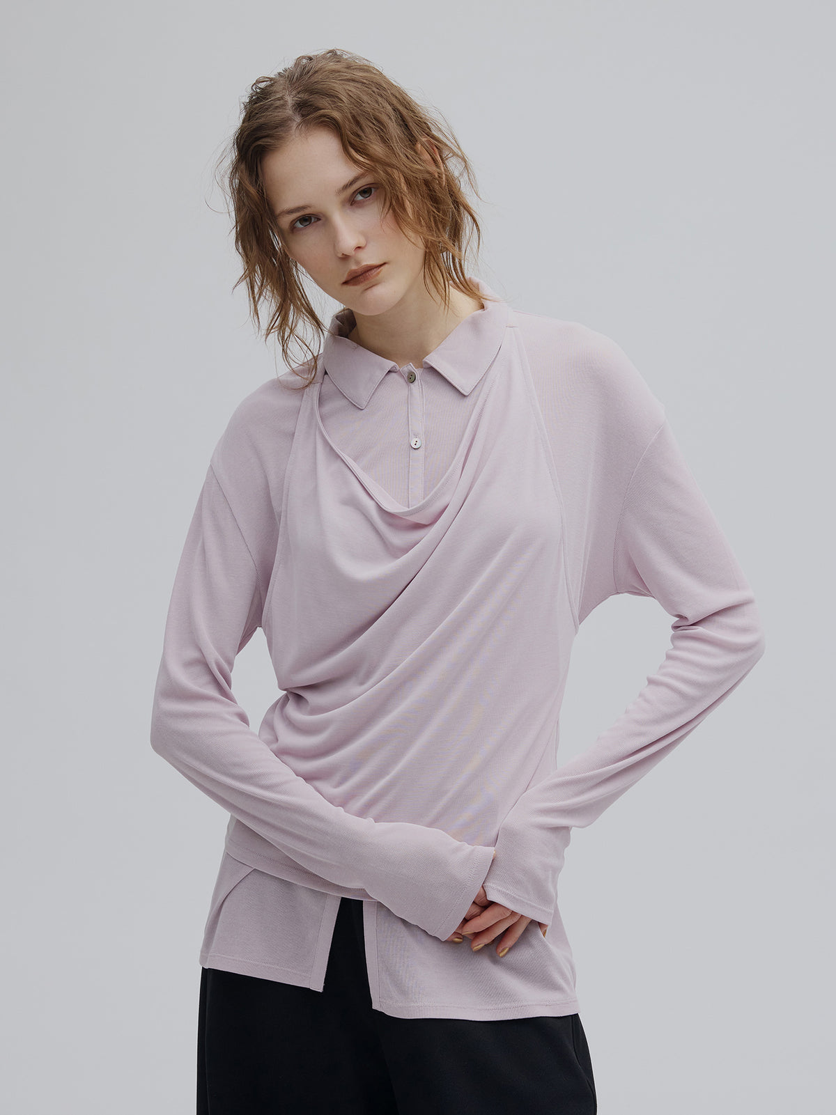 HALTER DRAPE DOCKING CUT TOP