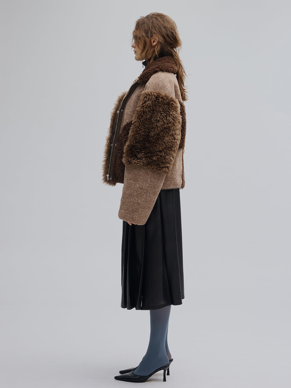 PATCHWORK BOA FUR TEDDY JACKET