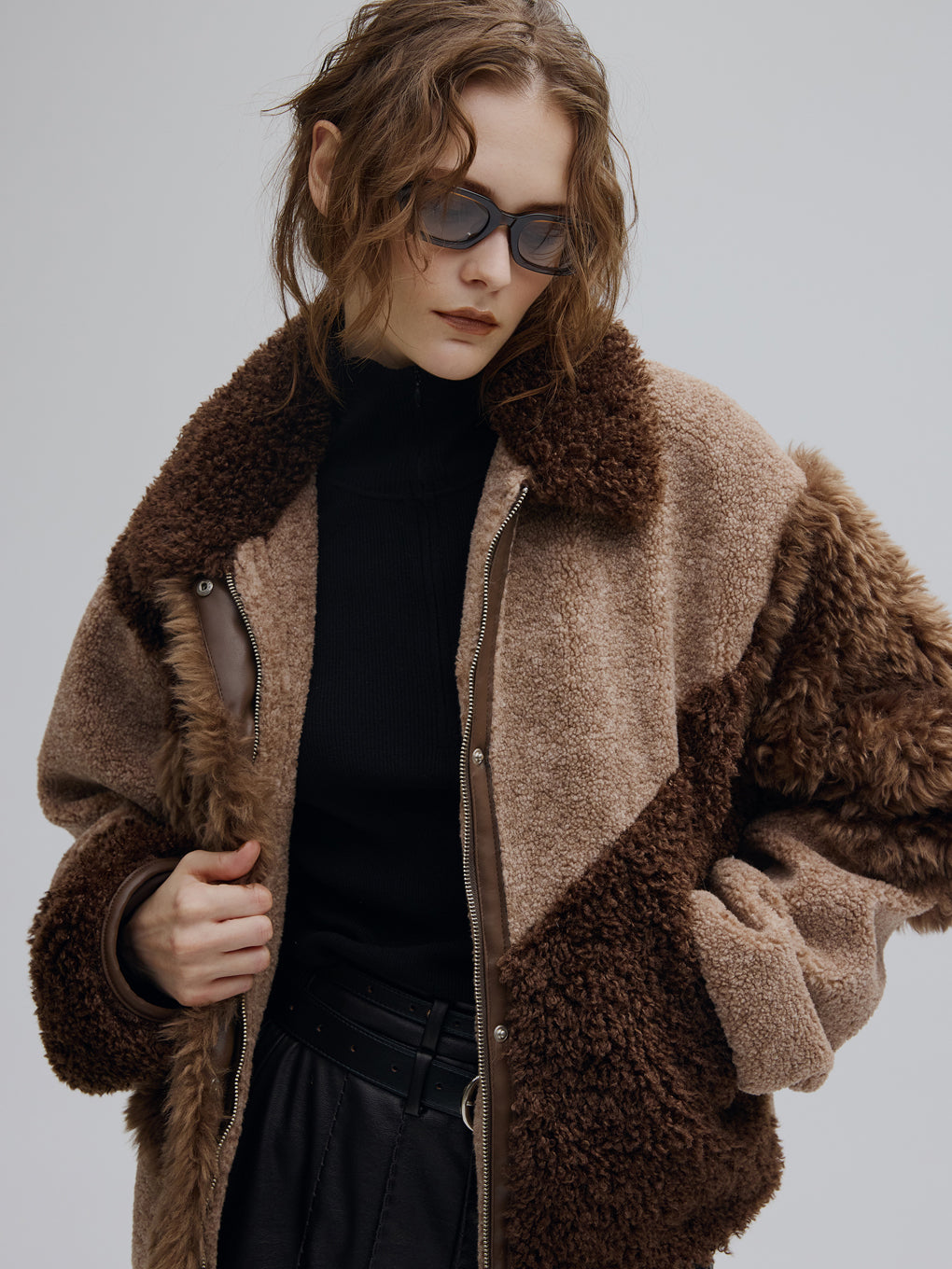 PATCHWORK BOA FUR TEDDY JACKET