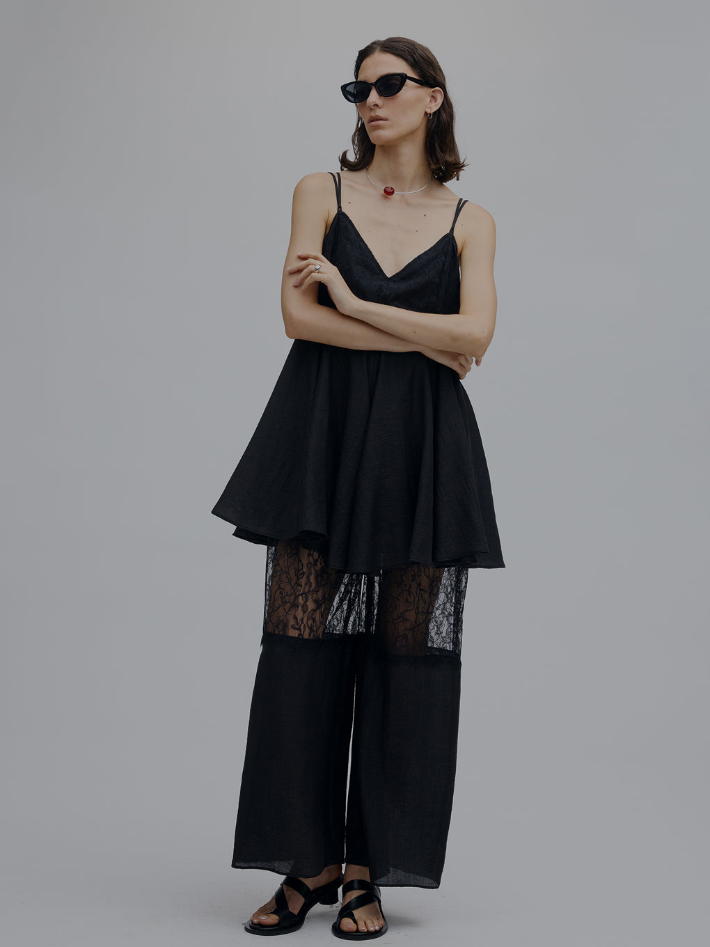 MEDI WIDE LACE CAMI ROMPERS