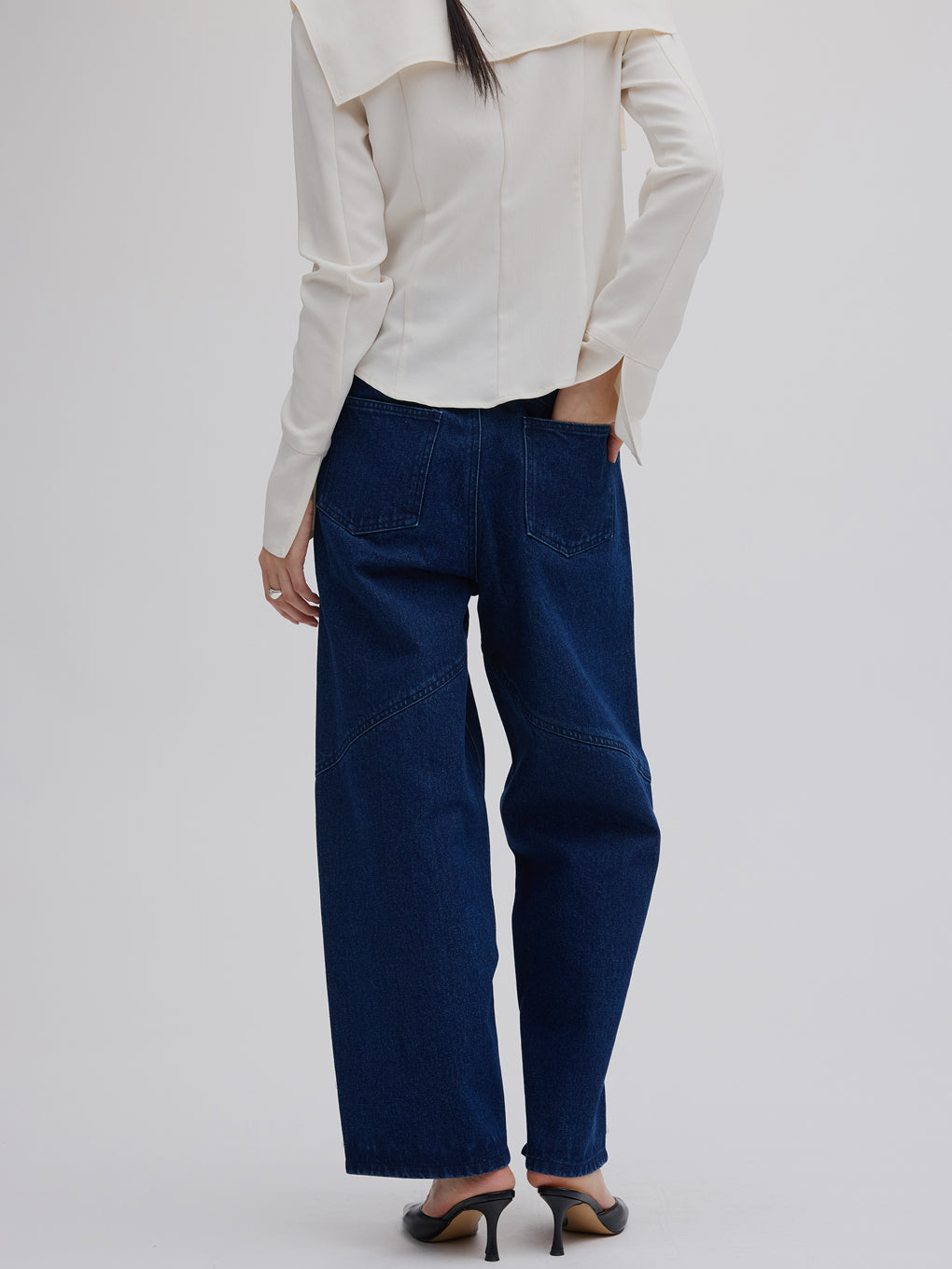 SPANGLE BIJOU EGG DENIM PANTS