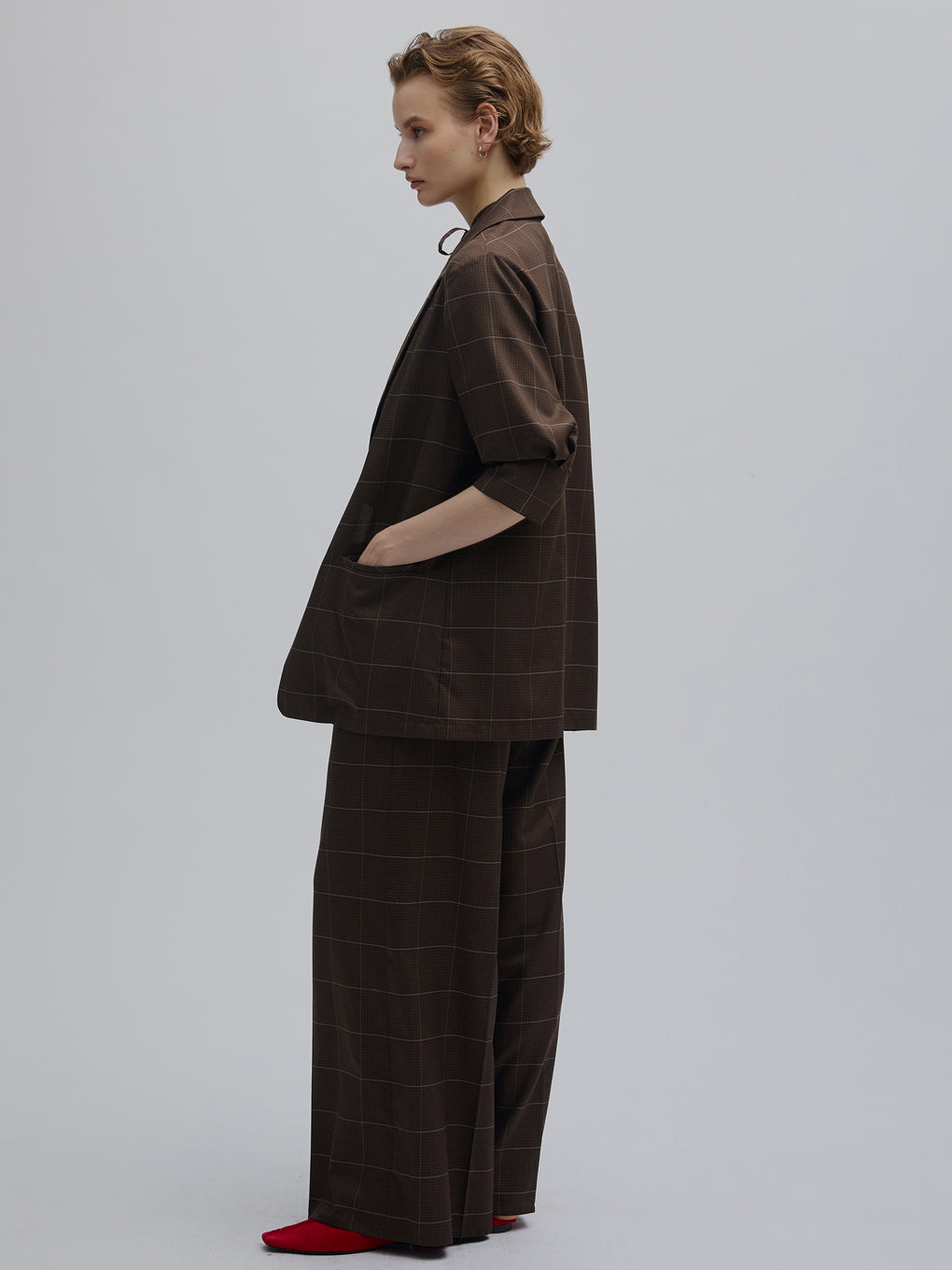 YARN DYED CHECK LAYERED VEST SHIRT