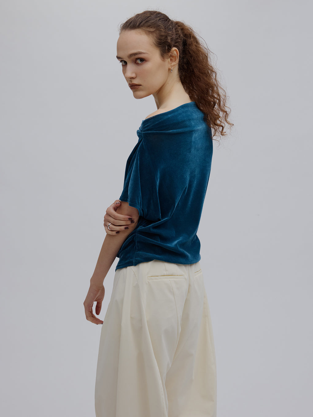 2WAY DRAPE VELOUR TOP