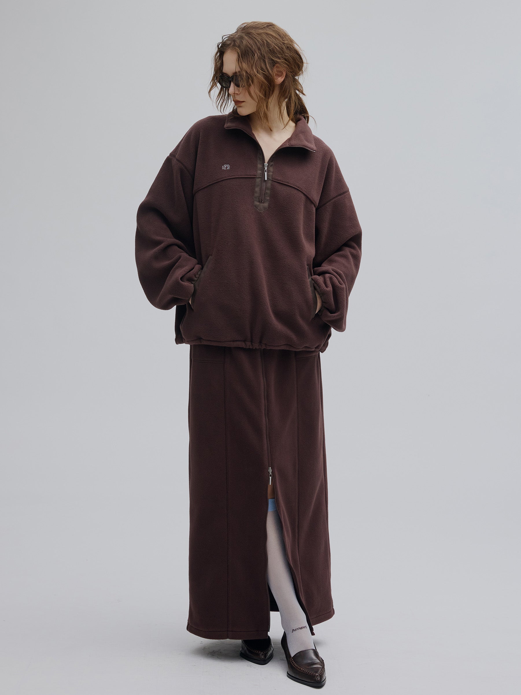ZIP SLIT FLEECE SKIRT