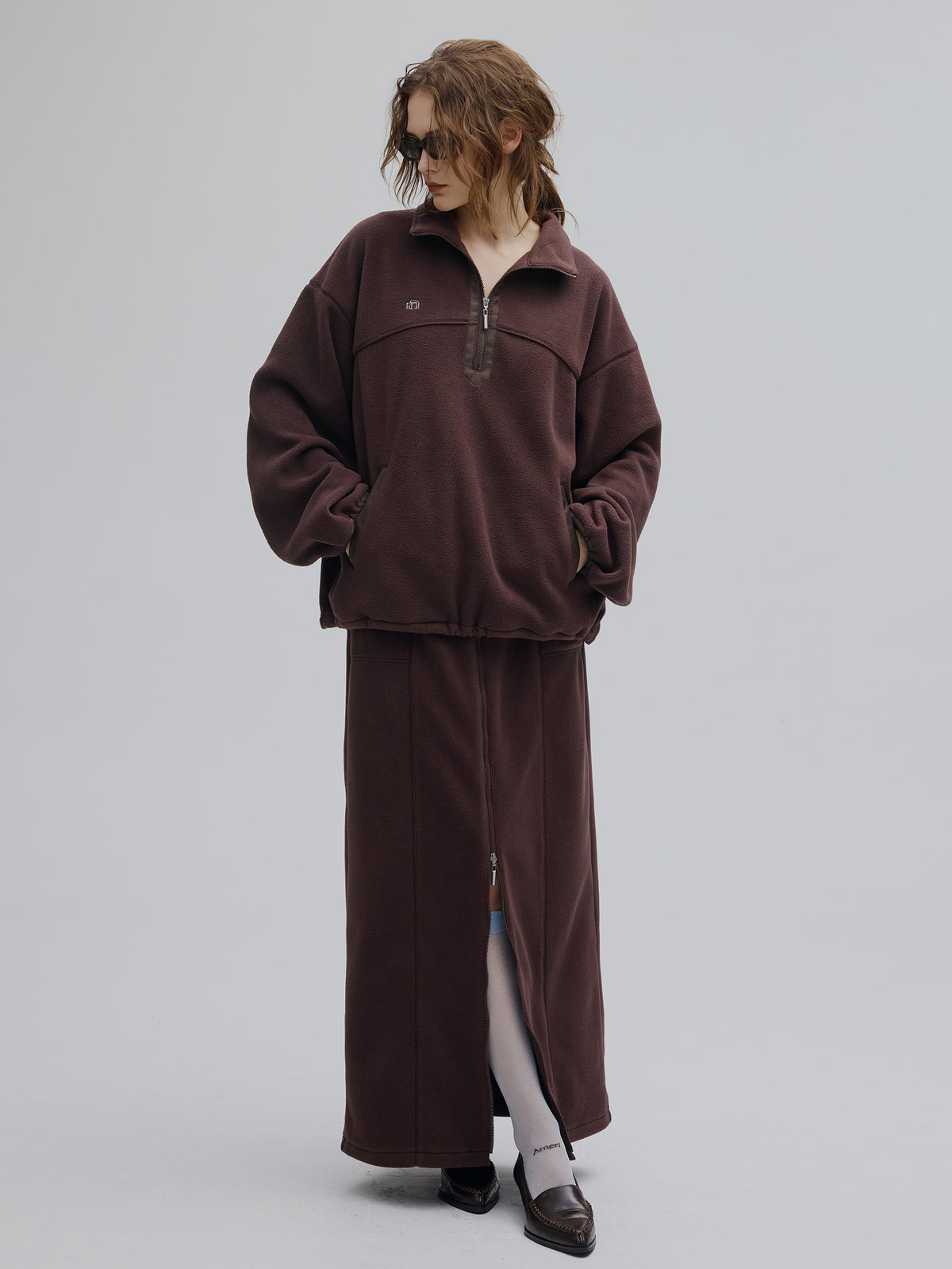 ZIP SLIT FLEECE SKIRT