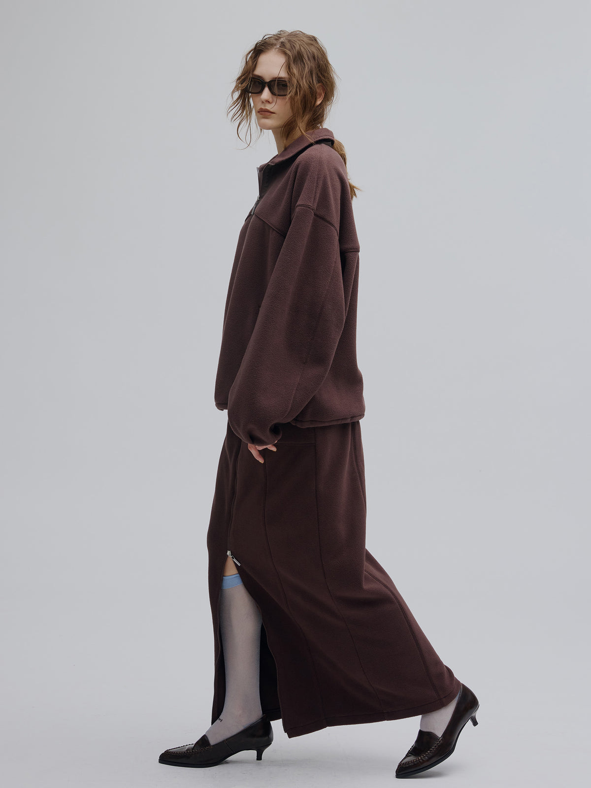 ZIP SLIT FLEECE SKIRT