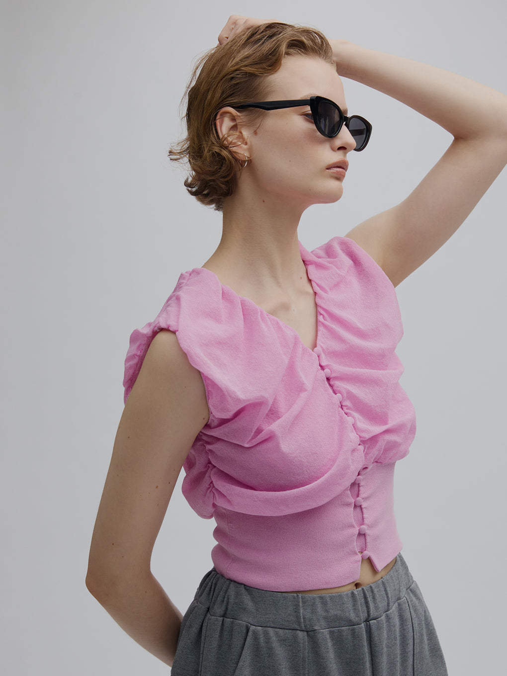 2WAY FULL GATHER KNIT BLOUSE