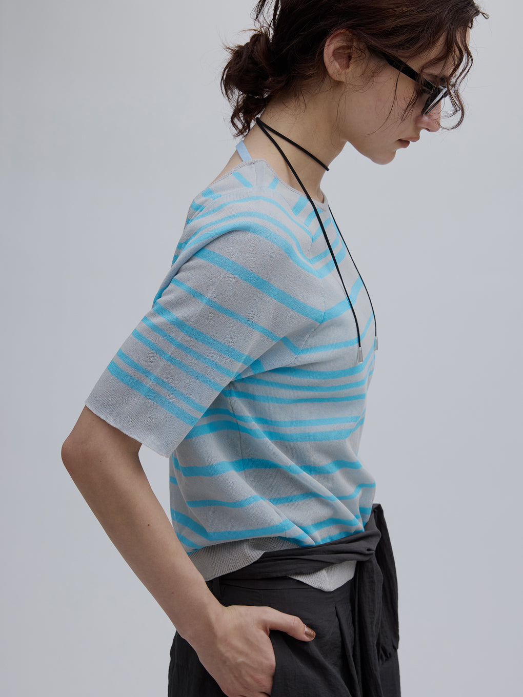 REVERSIBLE SHEER BORDER KNIT TOP