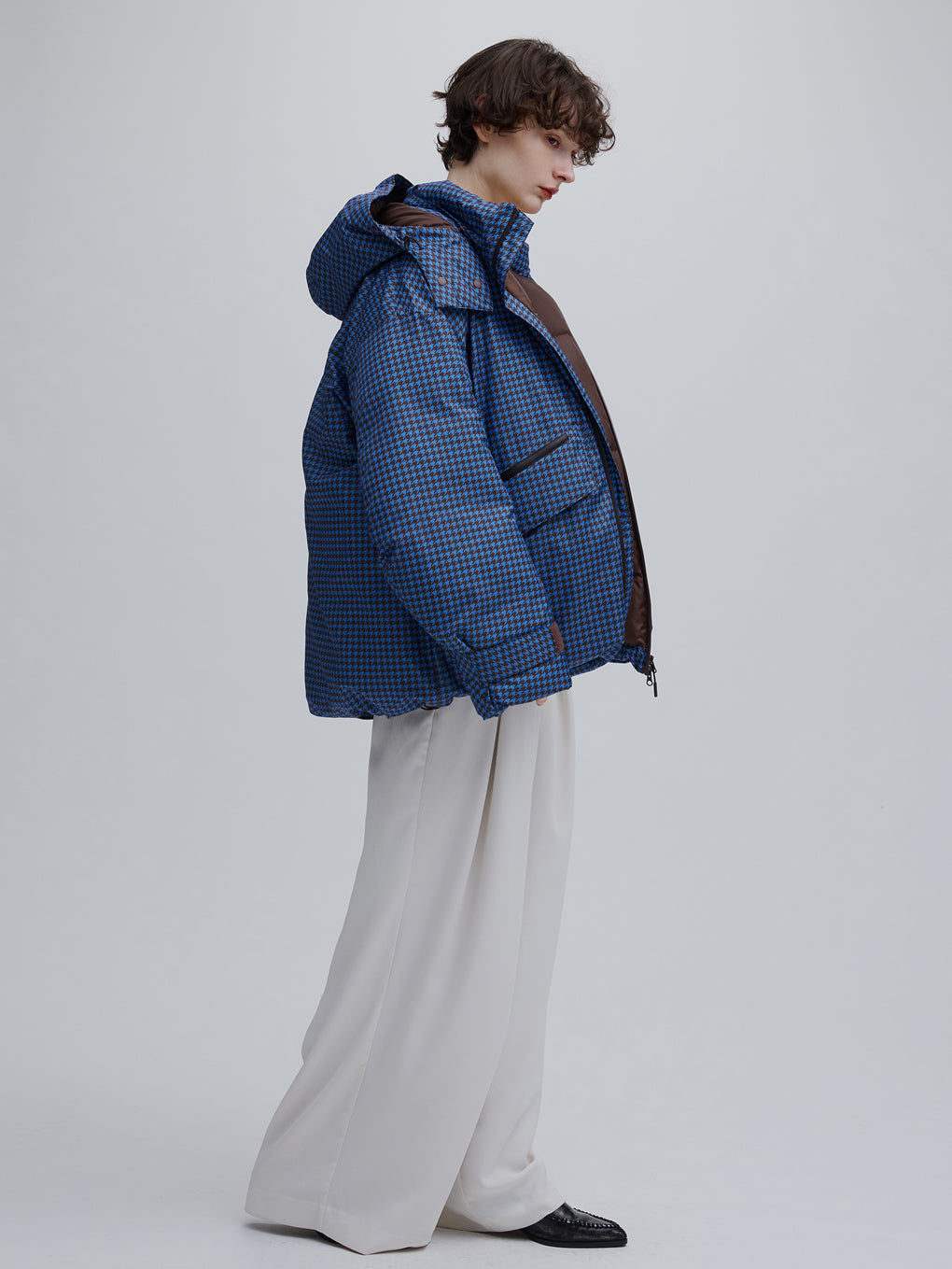 NANGA × Ameri POCKET HOUNDSTOOTH DOWN COAT