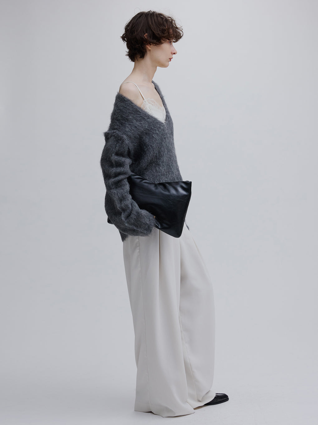2WAY DEEP VNECK ALPACA KNIT TOP
