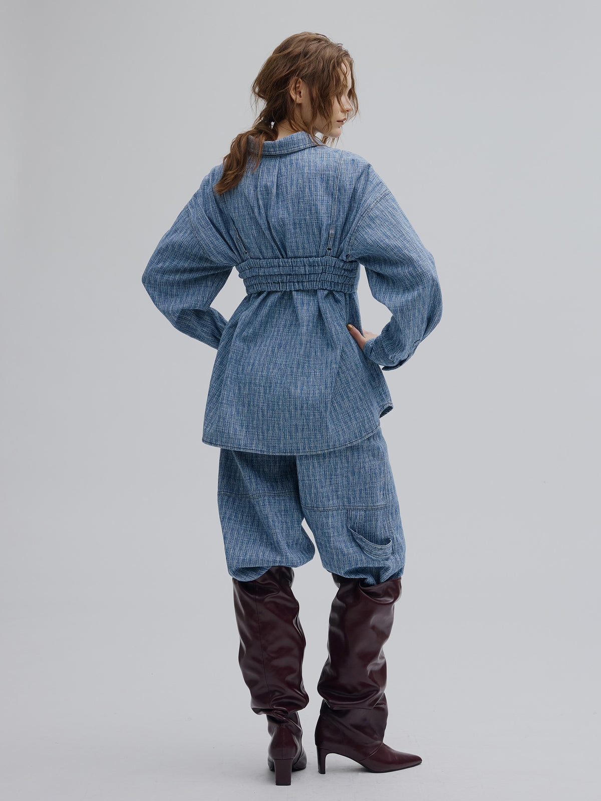 BUSTIER SET OVER DENIM HICKORY SHIRT