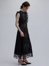 GLITTER LACE DRAPE FRILL DRESS