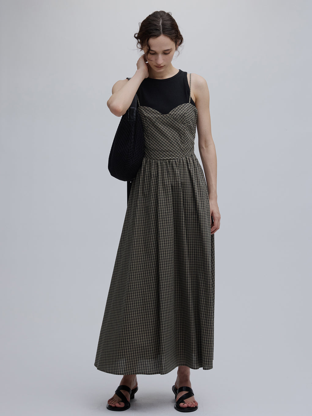 CHECK PATTERN CORSET DOCKING DRESS