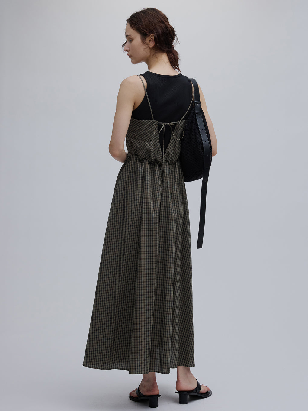 CHECK PATTERN CORSET DOCKING DRESS
