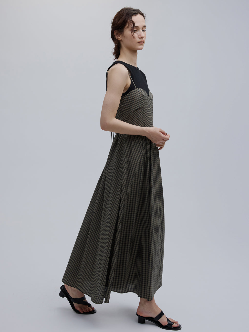 CHECK PATTERN CORSET DOCKING DRESS
