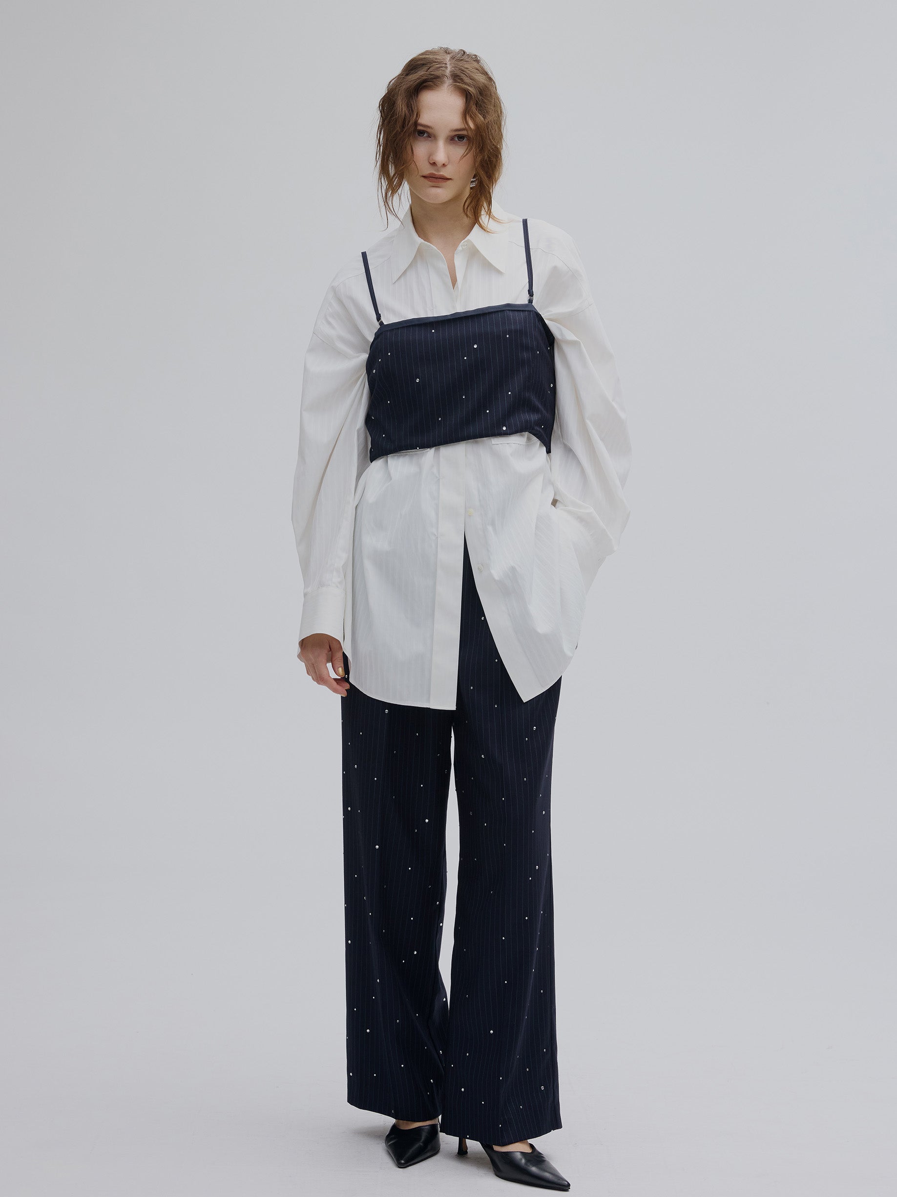 HOTFIX PINSTRIPE BUSTIER SET PANTS