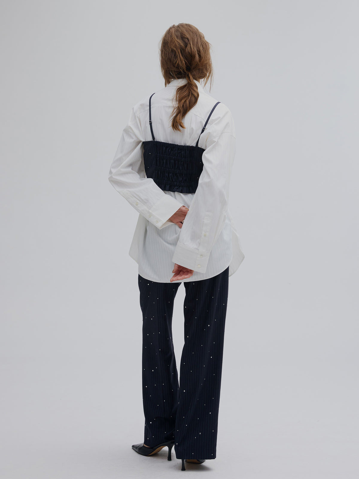 HOTFIX PINSTRIPE BUSTIER SET PANTS