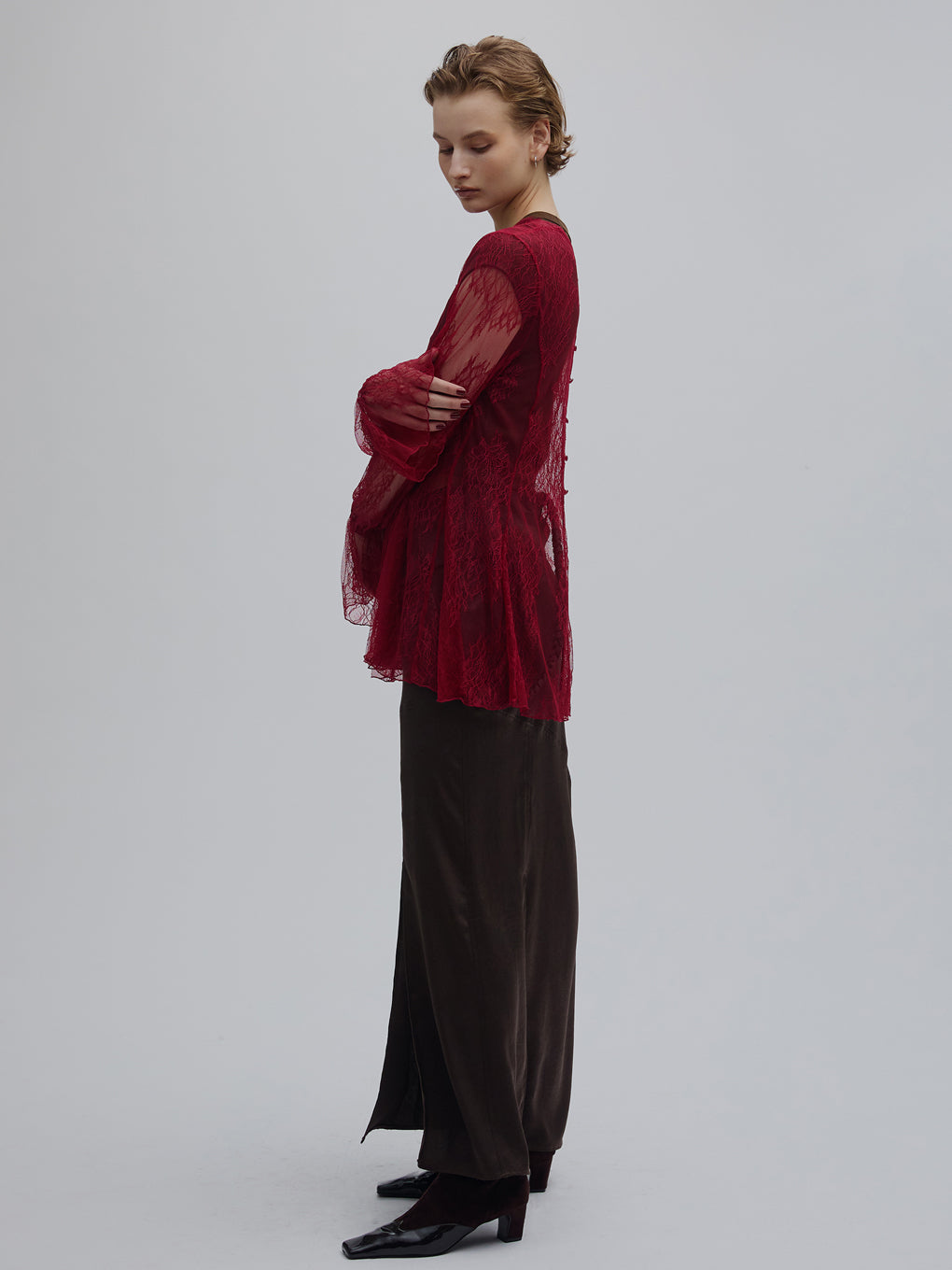 CRUSHED SATIN ARRANGE CORD SKIRT
