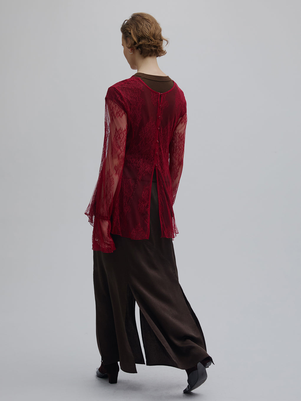 CRUSHED SATIN ARRANGE CORD SKIRT