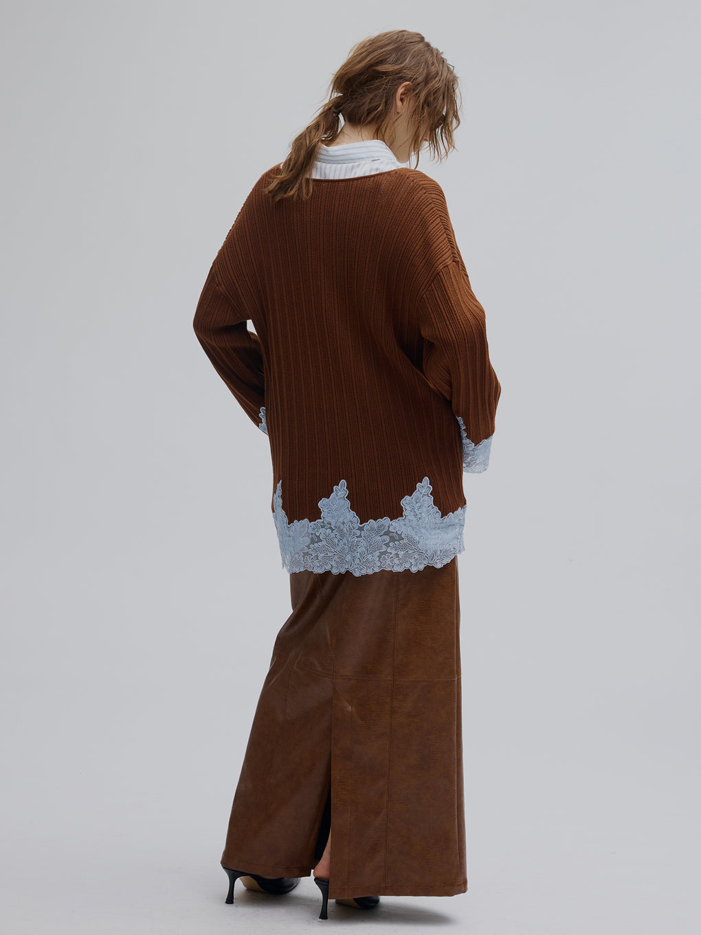 2WAY LACE DOCKING LADY KNIT TOP