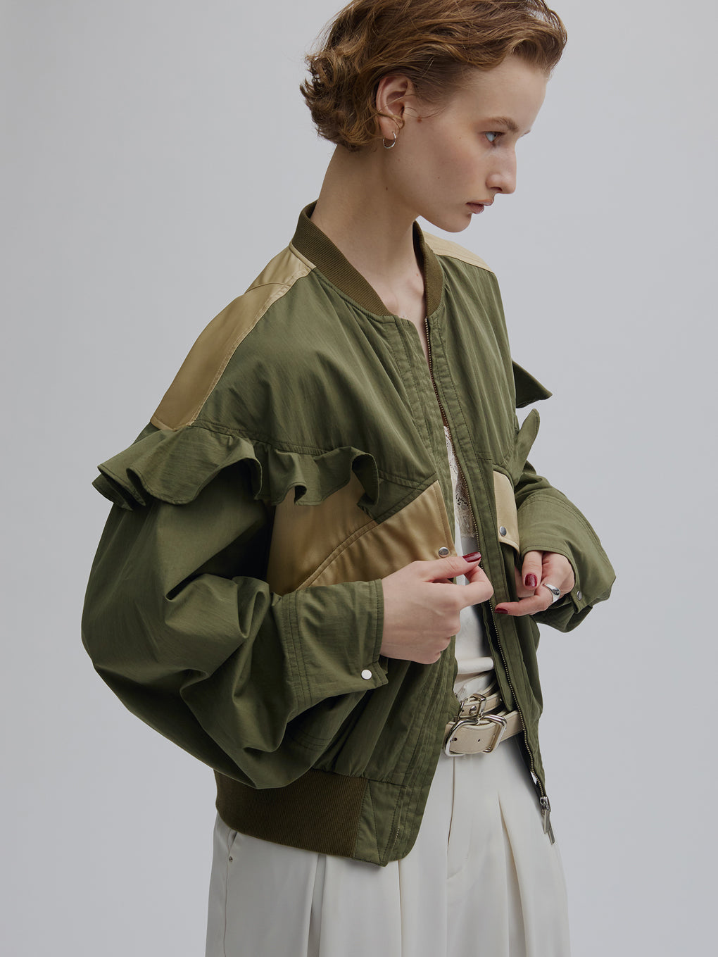 MILITARY NYLON FRILL BLOUSON
