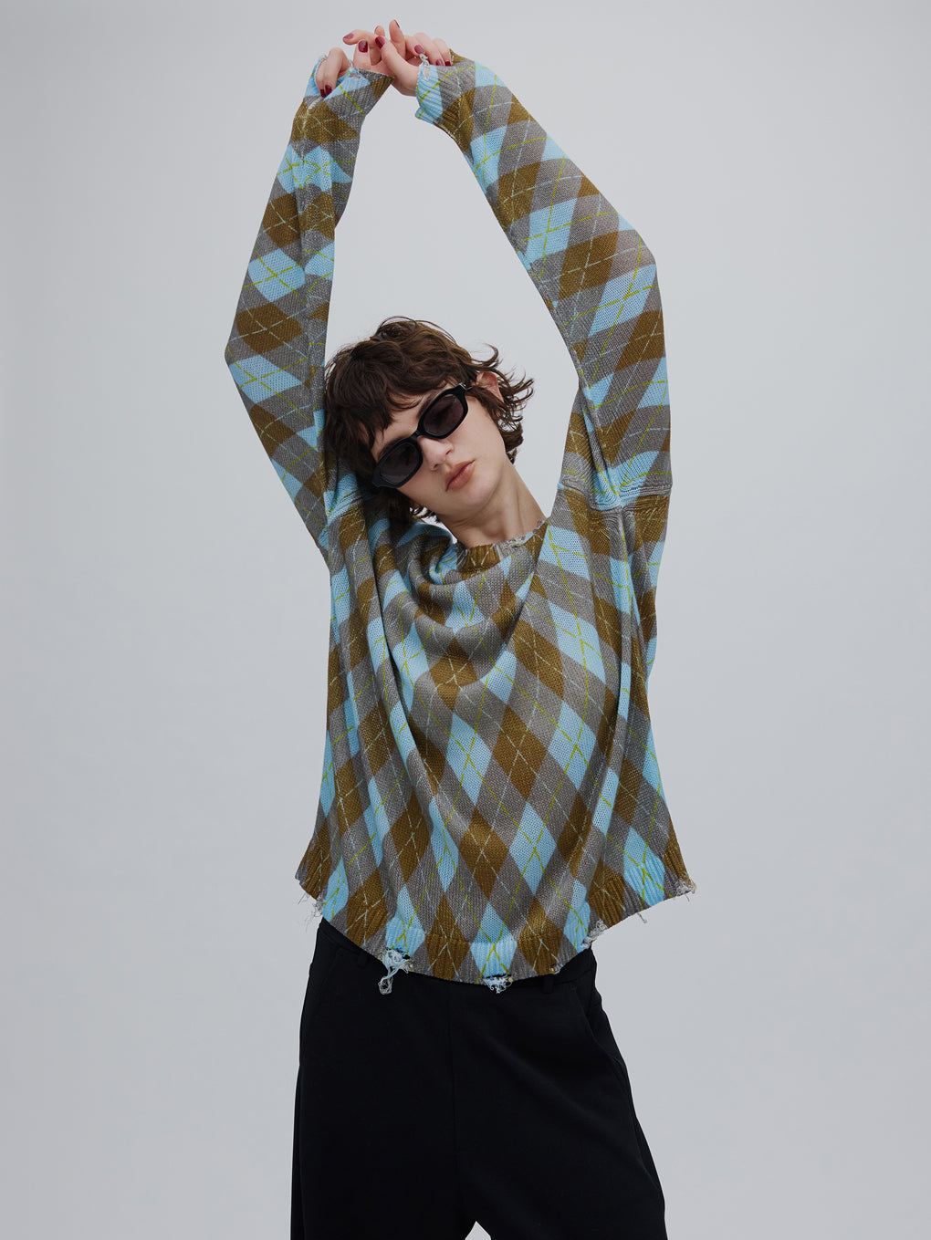 CHILL ARGYLE KNIT TOP