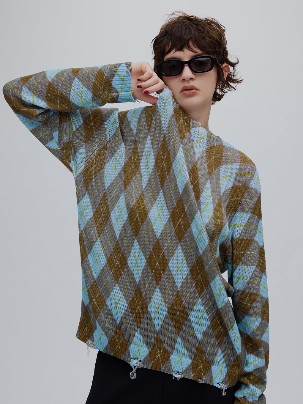 CHILL ARGYLE KNIT TOP
